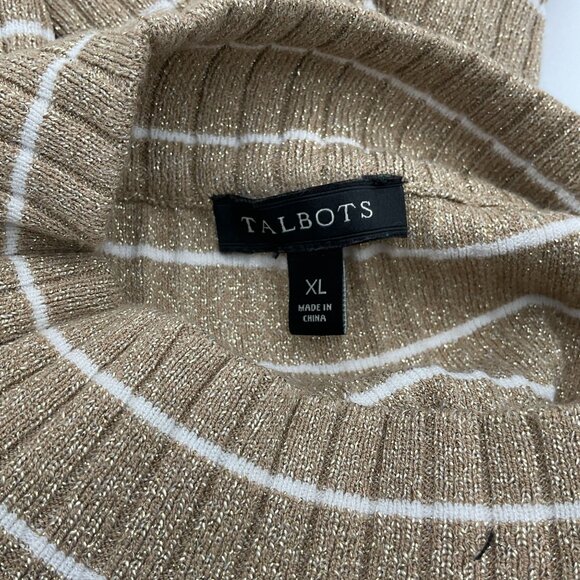 Talbots Sleeveless Ribbed Metallic Gold Stripe Sweater Button Accents XL - Picture 6 of 8